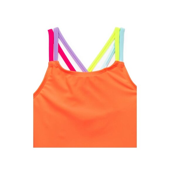 NWT Girls 2-Piece Tankini Swimsuit Set – Size Medium 7/8, Double Strap, UPF 50+ - Picture 2 of 5